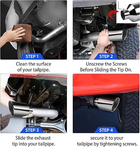 Miniatura 7 de AUTOSAVER88 Puntas de escape universales de acero inoxidable duradero