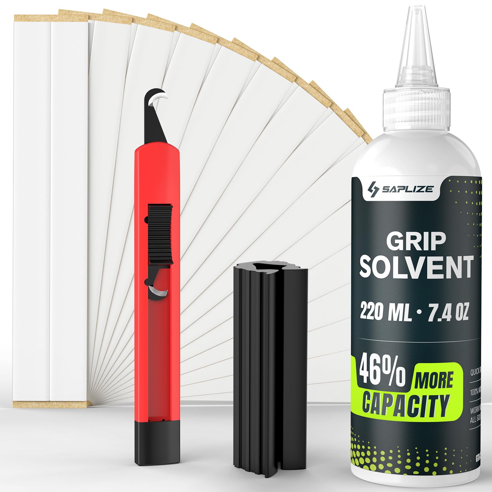 SAPLIZE Professional Golf Grip Kits for Regripping– Optional 5oz/7.4oz Grip Solvent, Pro/Standard Hook Blade, 15/30 Grip Tapes and Rubber Vise Clamp