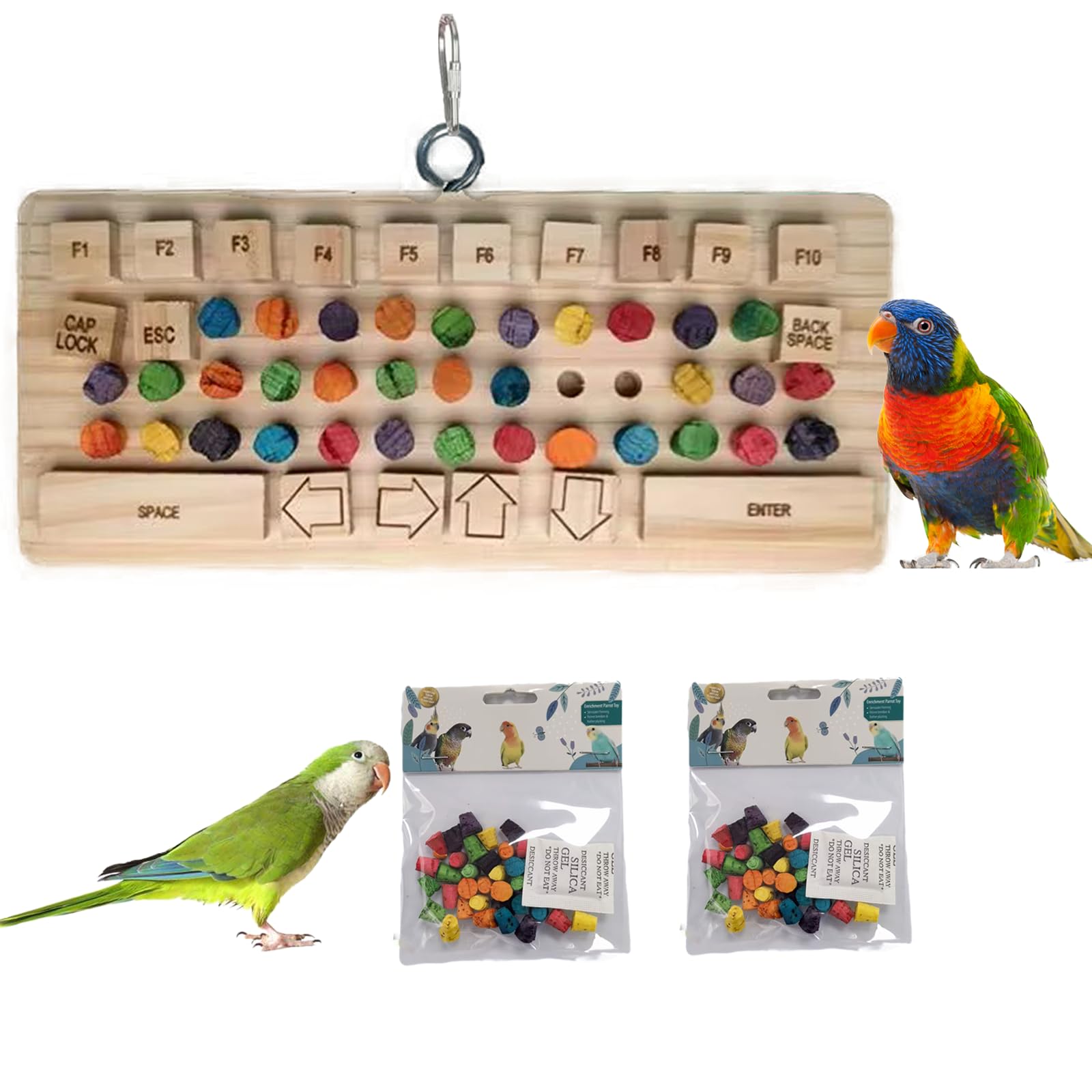 Bird Chewable Keyboard Toy,Wooden Biting Training and Foraging Bird Toys,Bird Cage Accessories, Parakeet Toys (STARTOP1)