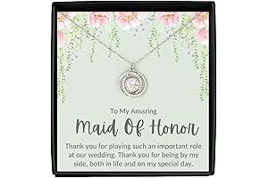 To My Amazing Maid Of Honor Necklace: Sterling Silver and Cubic Zirconia Jewelry