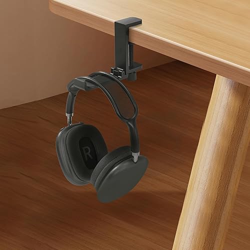 Miniatura 6 de Soporte de auriculares plegable de metal resistente para escritorio, soporte de auriculares para escritorio, gancho para mochila para escritorio,