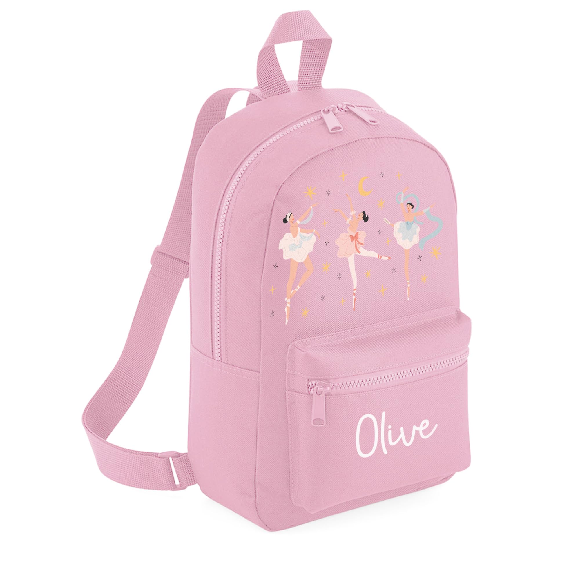 A1 Graphics Ltd Personalised Ballerina Kids Backpack Custom with Name Choice of Colours Ballet School Bag with Adjustable Straps for Children & Toddlers (Powder Pink)