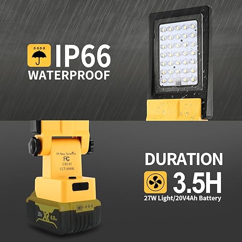 Miniatura 4 de Luces de trabajo LED inalámbricas para batería Dewalt de 18 V20 V, luces de inundación de 27 W y 2700 lúmenes, luz de trabajo debajo del capó con