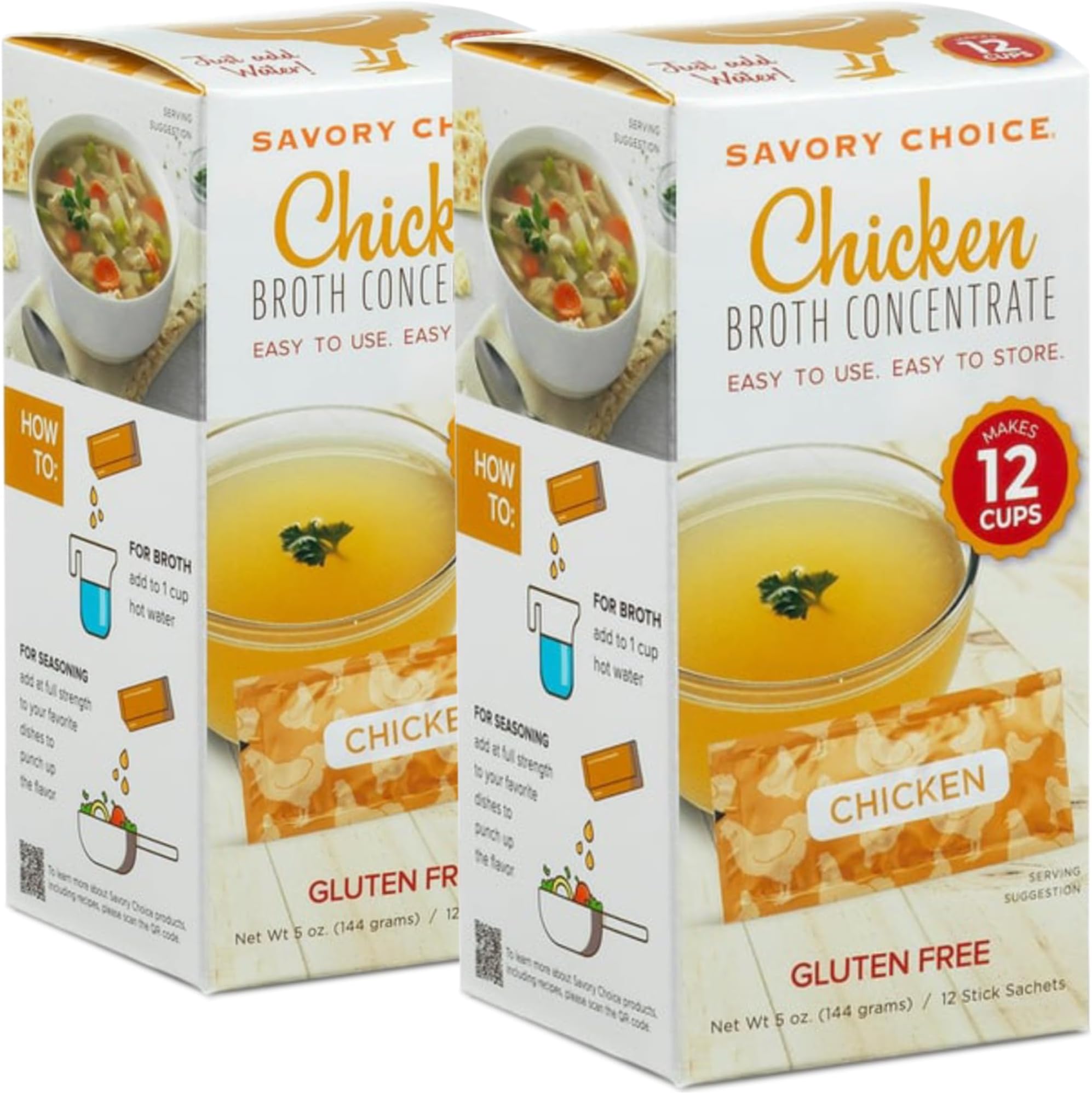 Chicken Broth Concentrate, 2 Boxes of 12 Packets (12g) - Gluten-Free, Diary-Free Broth Concentrate