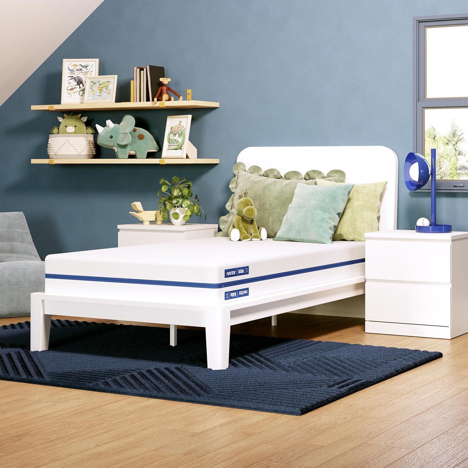 Nectar Kids Full 8" Mattress with Bamboo Bed Frame &amp; Headboard - 2-Sided Design for Growing Children - Machine Washable Cooling Cover - Easy Tool Free Set Up - Fiberglass Free - 365 Night Trial
