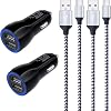 Fast Car Charger Adapter Compatible Moto G StylusPlayPower 2021,Samsung Galaxy S21S20 Fe Ultra 5G S10,A72 A52 A42 A32 5G,Note20 Ultra 5g109,2.4A Dual Port USB C Car Charger 3ft Charging Cable