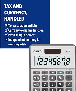 Casio MS-80B Desktop Calculator, Tax & Currency Tools