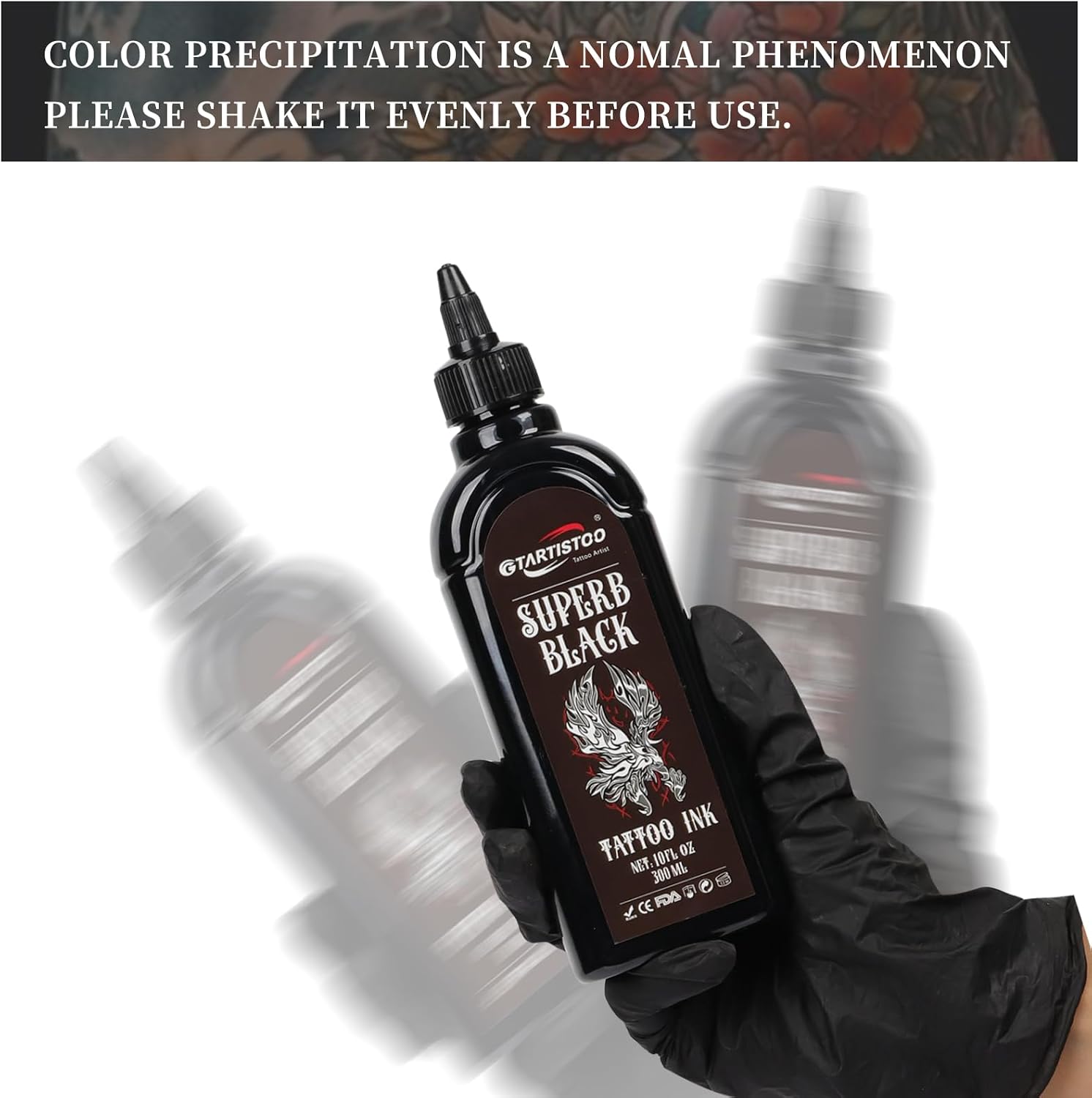 Triple Black Tattoo Ink 10fl oz (300ml) Superb Black Ink Professional Standard Pigment Tattoo Supplies