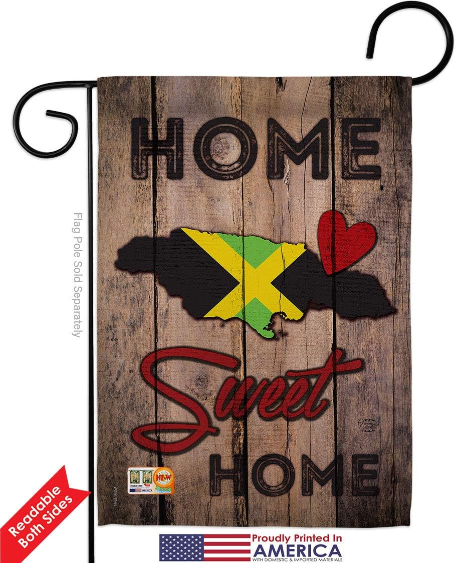 Country Jamaican Hogar Dulce Garden Flag Set Wall Holder Regional Nationality Nation International World Particular Area Small Decorative Gift Yard House Banner Double-Sided Made In USA 13 X 18.5