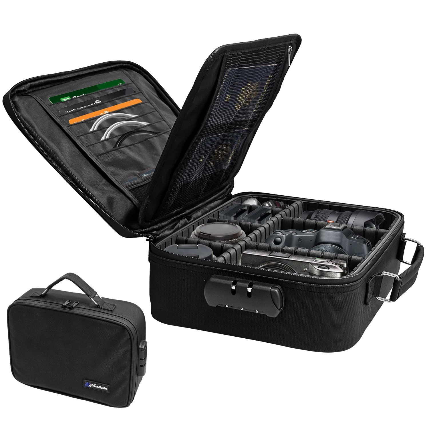 Estuche organizador de cables de viaje con cerradura de combinación, organizador de electrónica a prueba de golpes para accesorios electrónicos, cable, banco de energía, tableta
