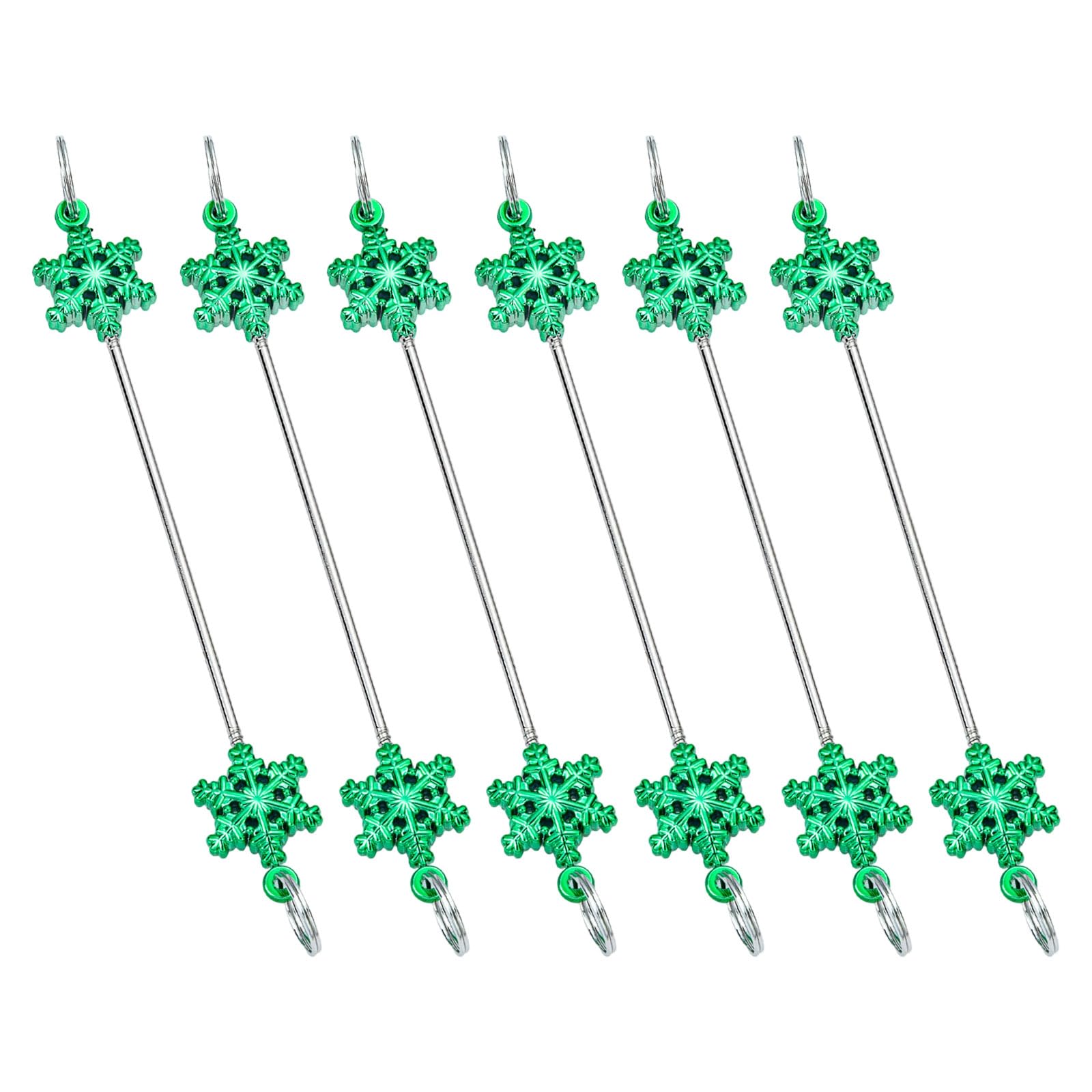 Jazuaiao 6PCS Snowflake Christmas Decorations with Beading Set Sturdy Metal Hanging for Festival Snowflake Party Decors Metal Hangings