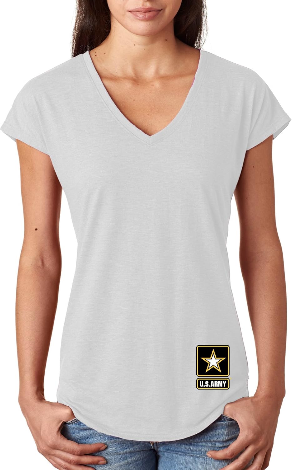 Buy Cool Shirts Ladies US Army Bottom Print Tri Blend V-Neck