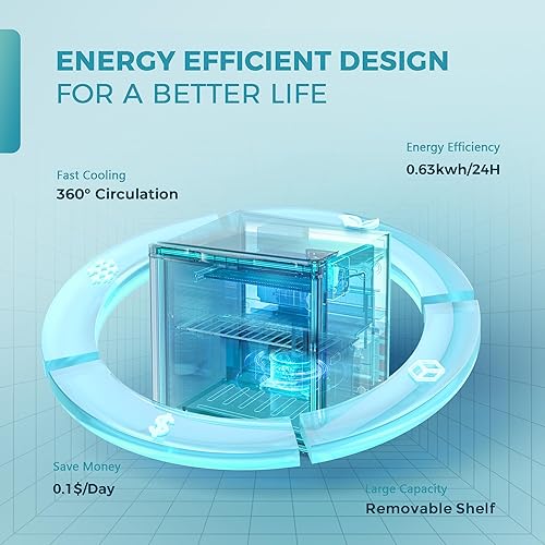 Miniatura 3 de EUHOMY Mini refrigerador de 1.7 pies cúbicos con congelador, refrigerador compacto reversible de una sola puerta, termostato ajustable, ahorro de