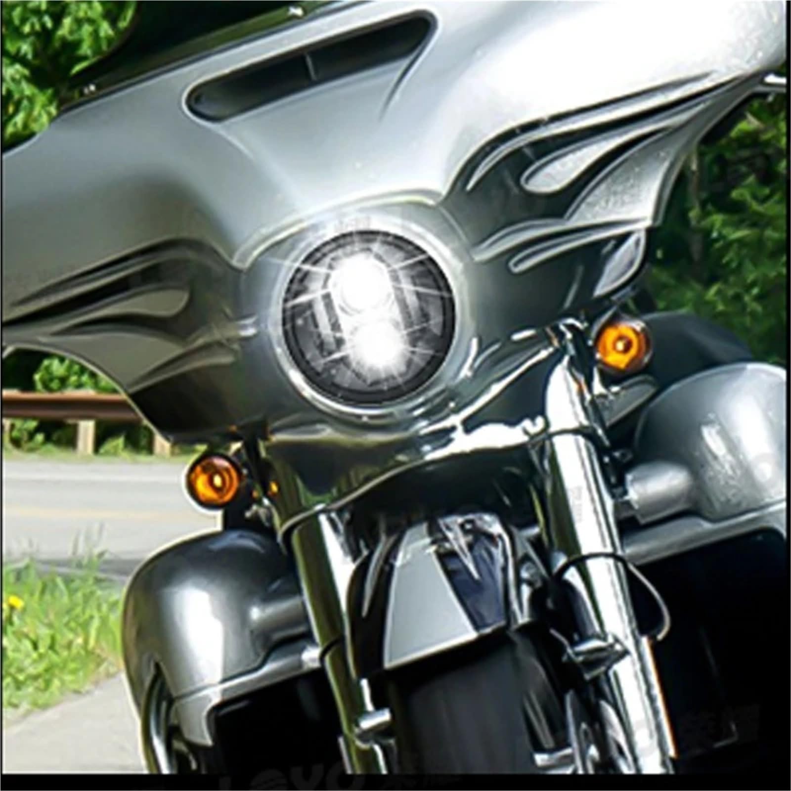 Faro Anteriore per Moto per Sportster per Softail per Dyna per Fat per Boy Moto Nero 7 Pollici Faro Principale A LED 7'' Fari Ausiliari