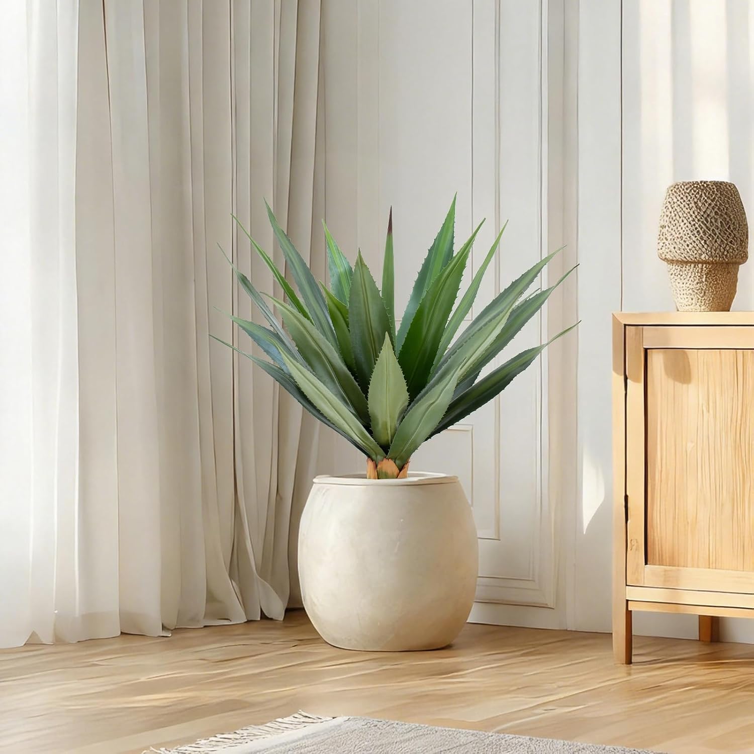 2.6FT Artificial Spiked Agave Plants Tall,32"Fake Silk UV Resistant Plants with 24 Lifelike Leaves and Lush Moss, Realistic Faux Succulent Yucca Plants for Home Outdoor Patio Garden Indoor Decor 2Pack