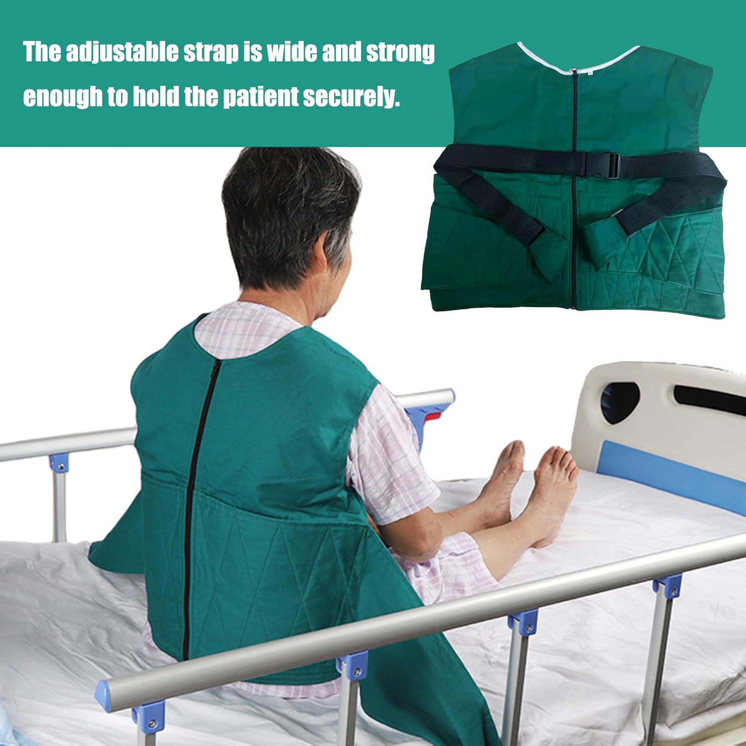 Condition photo showing New/Like New for vest restraint suit for bed/wheelchair, anti fall elderly bed restraint with back zipper closure, sturdy chest restraint band for seniors with dementia (m)