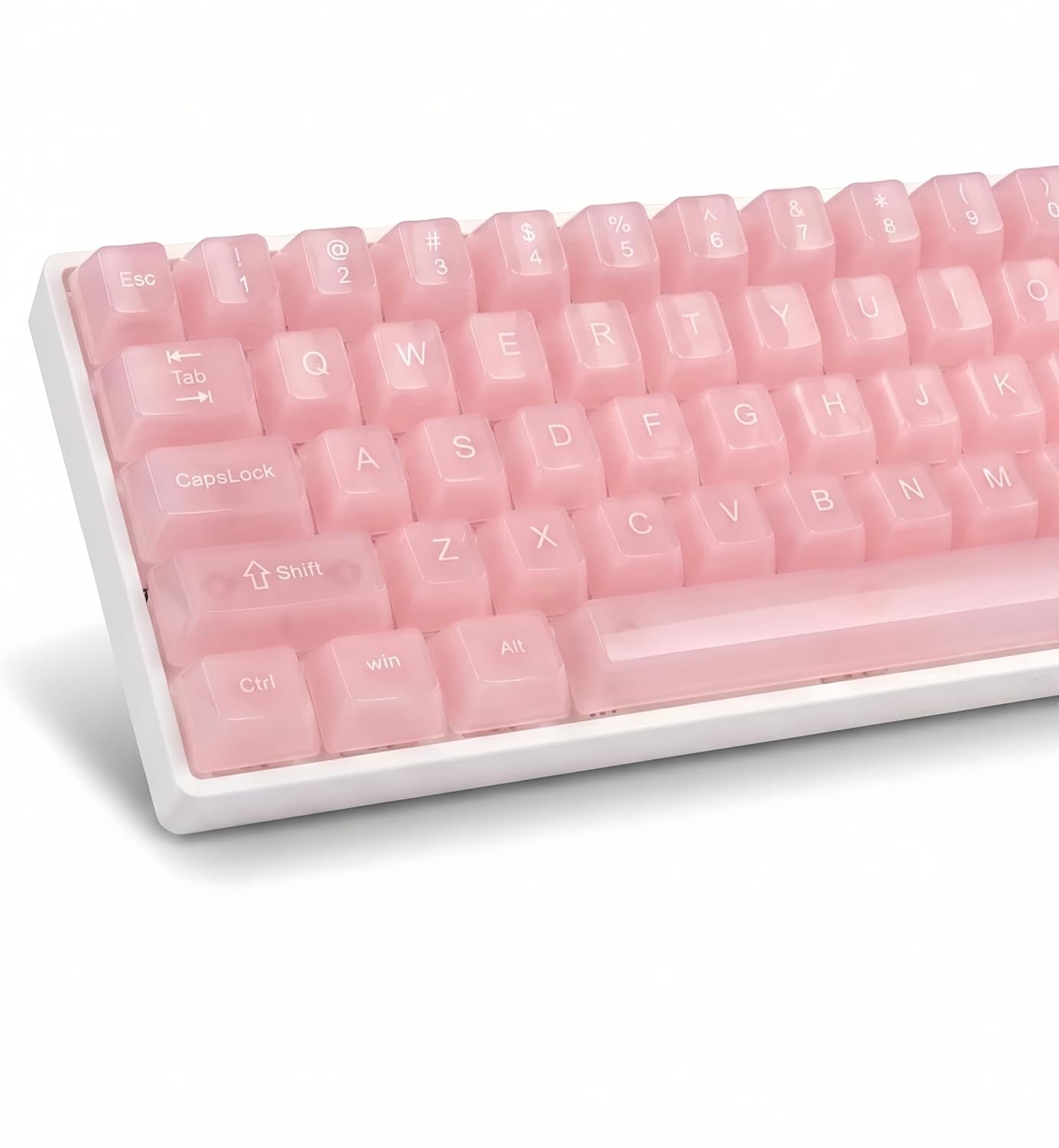 Pink Jelly keycaps, Clear keycaps 115 Keys Set, MDA Profile keycaps Transparent Pink Cute Style, Suitable for Cherry MX,Outemu,Gateron,Kailh Switches Mechanical Keyboards
