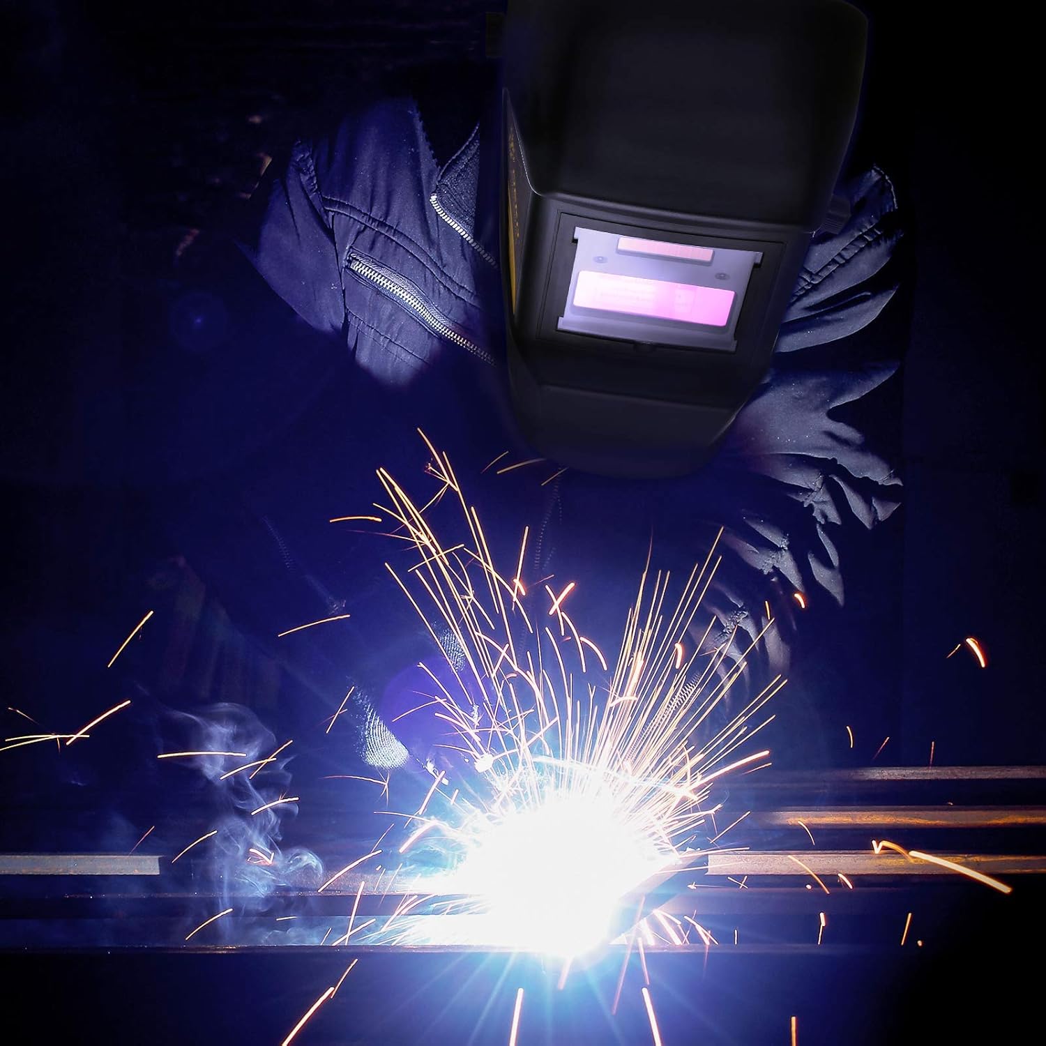 DEKOPRO Welding Helmet Solar Powered Auto Darkening Hood with Adjustable Shade Range 4/9-13 for Mig Tig Arc Welder Mask Black - - 