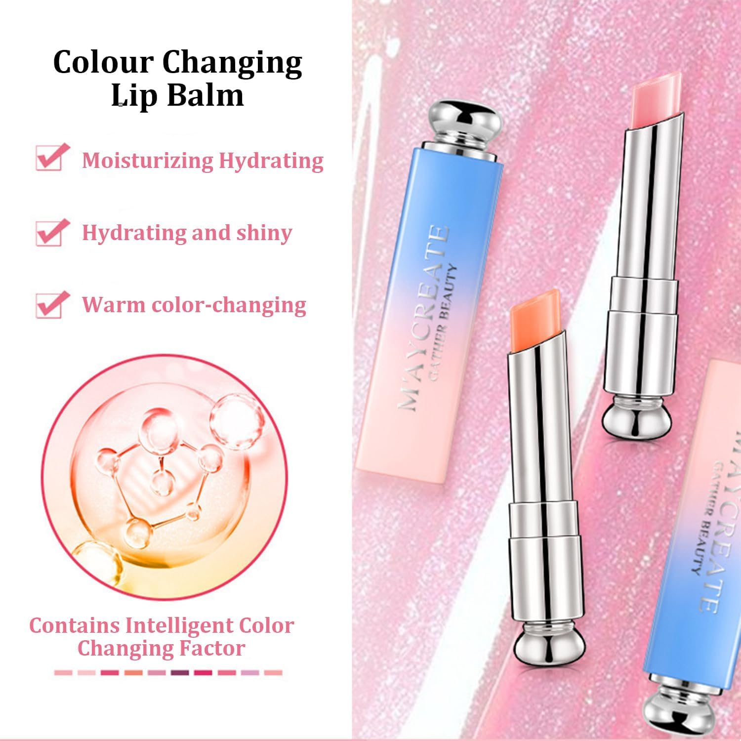 3Pcs Colour Changing Lipstick, Fruit Lip Balm Moroccan Colour Changing Lipstick - Image 4