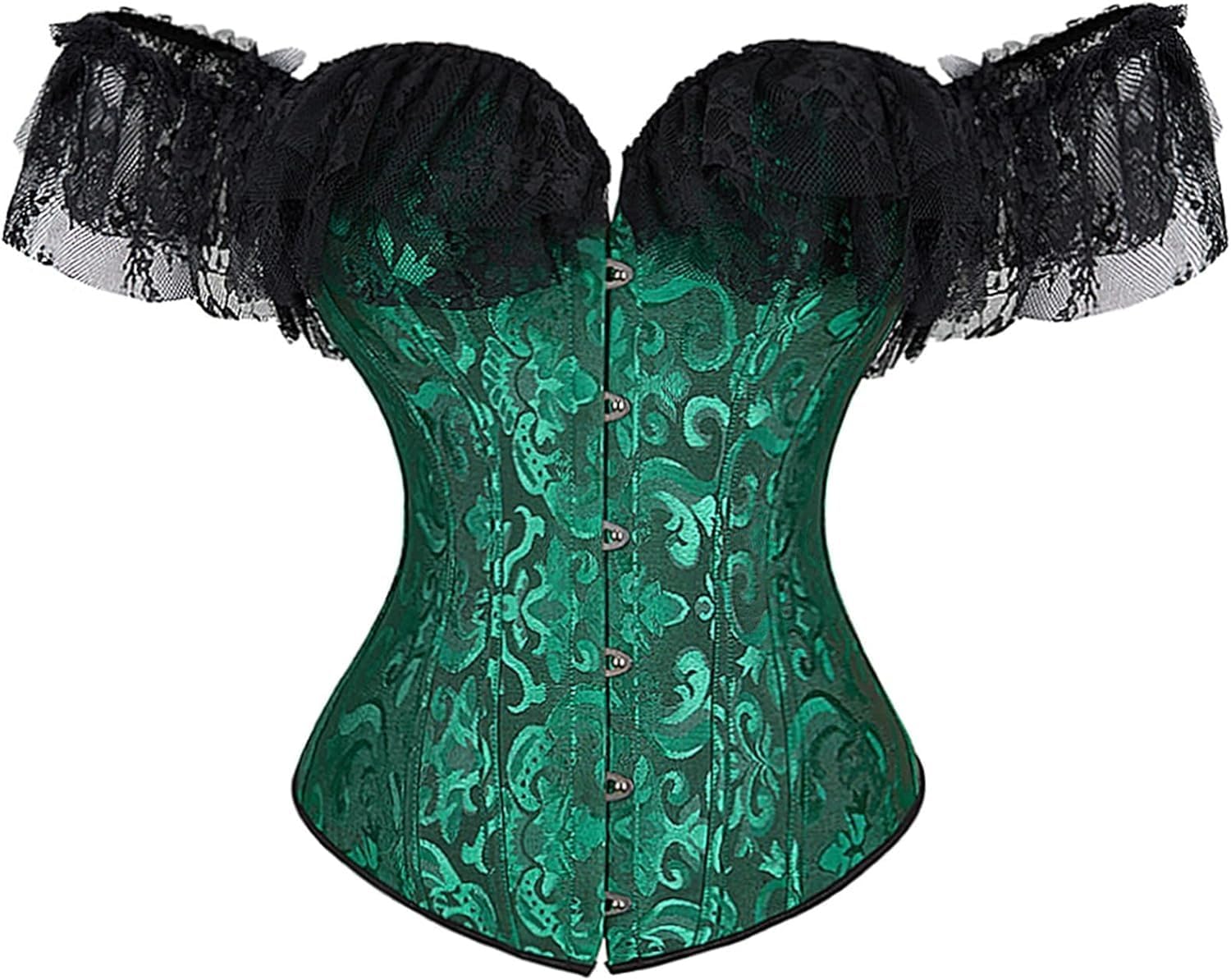Women's Renaissance Princess Corset Lace Ruched Sleeves Elegant Overbust Top