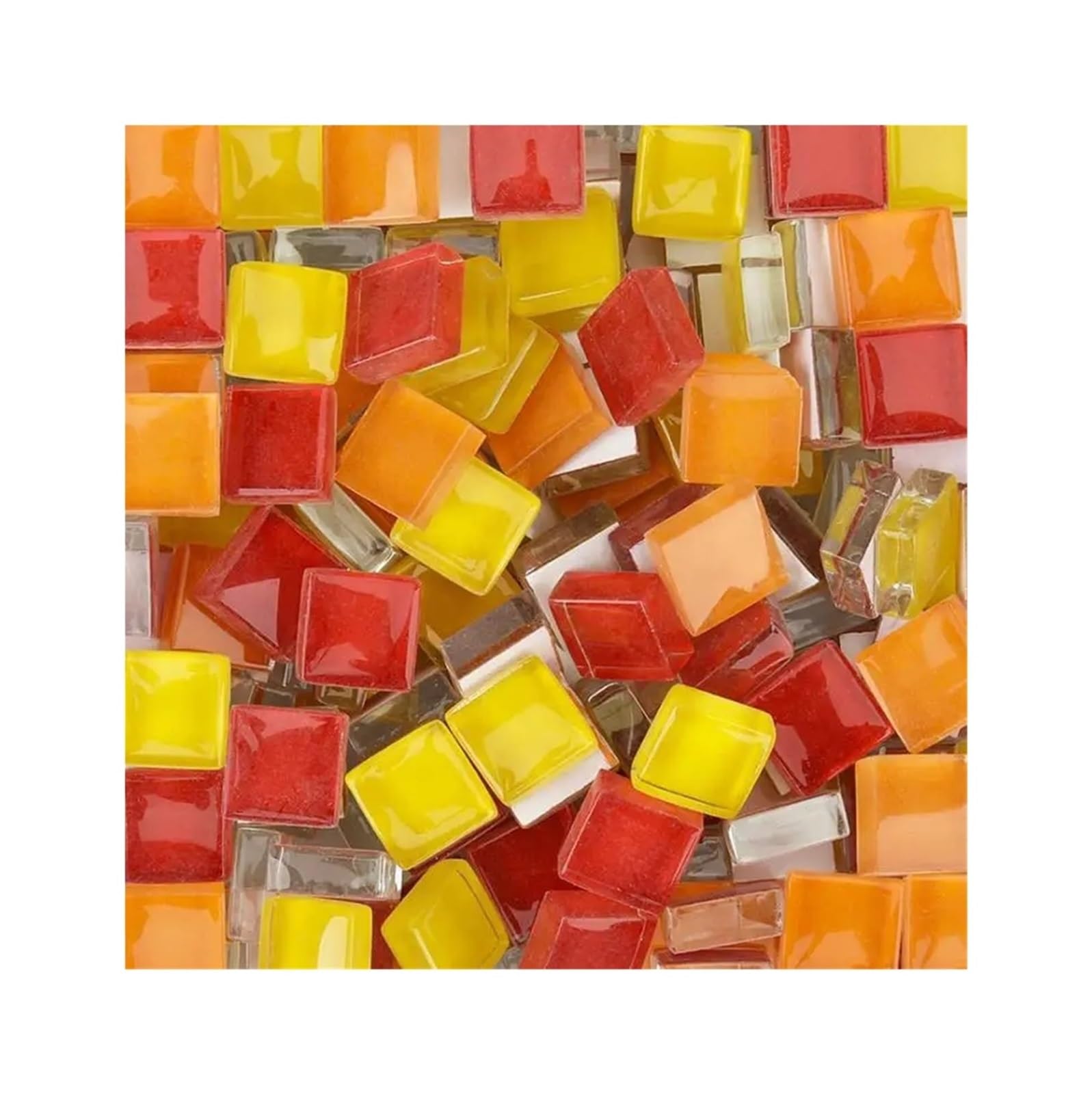 Vaeltor Orange Mix 300G Glass Mosaic Tiles 1Cm Square Colorful Craft For Kids Diy Art Supplies