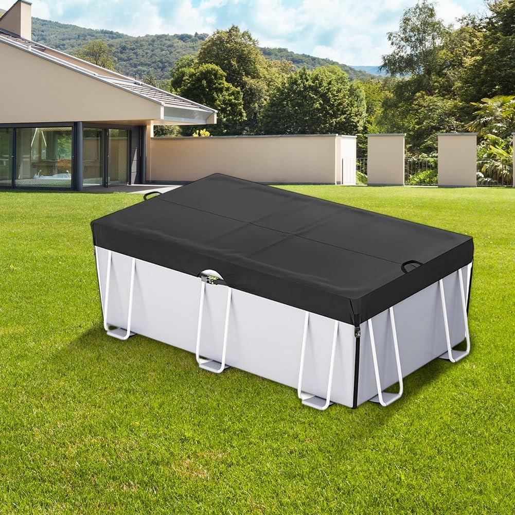 Resistente copertura rettangolare per piscina, realizzata in tessuto Oxford 210D con coulisse per protezione per tutte le stagioni (1,5 x 2,4 m)