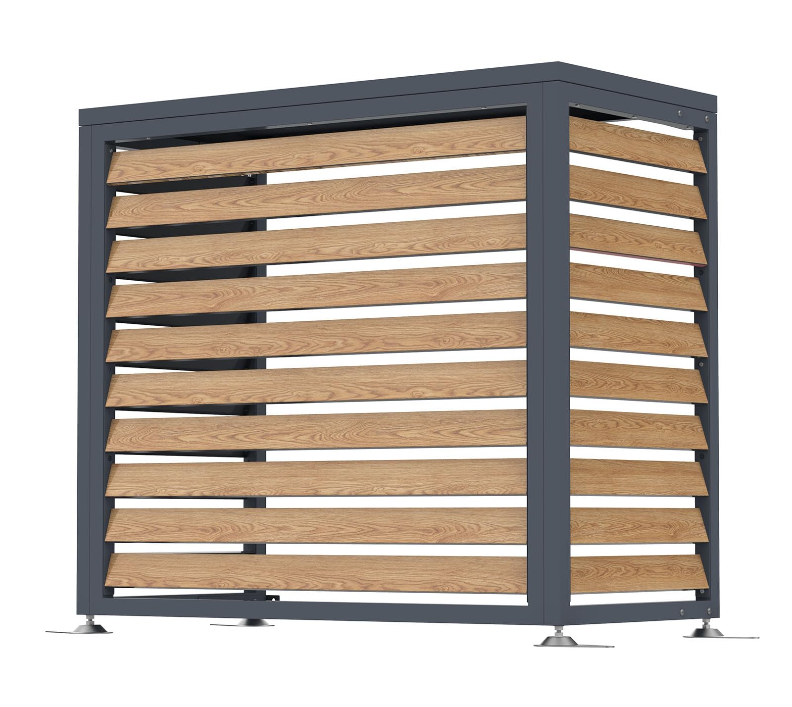 Westmann Boxa S | Wärmepumpen Verkleidung & Klimaanlagen Abdeckung | Stahl Holzoptik Anthrazit | Höhenverstellbar | 100x56x97 cm