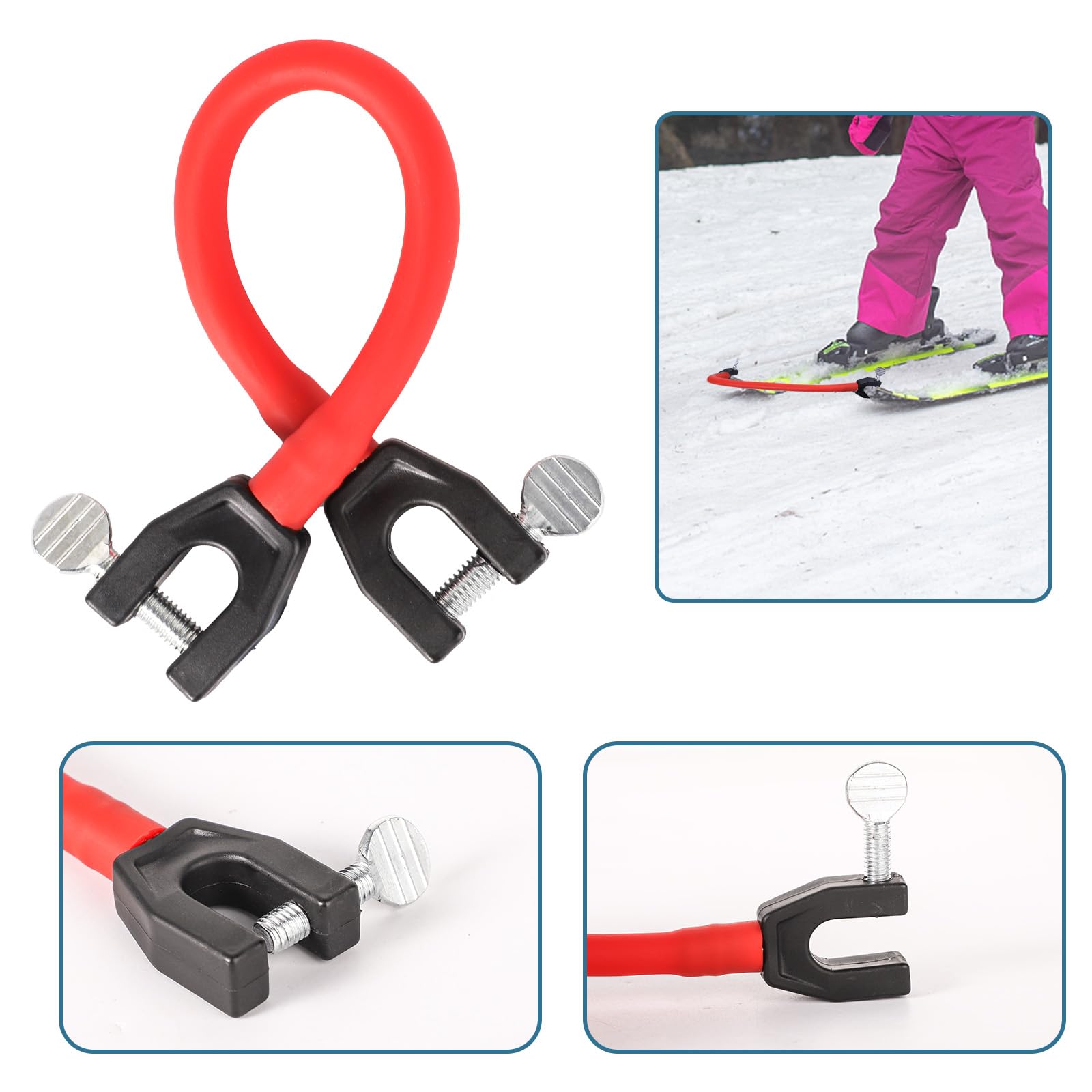 Connecteurs de Pointe de Ski pour Enfants, Lot de 2 avec Entretoises, Équipement d'Entraînement au Ski Débutants (Rouge, Jaune)