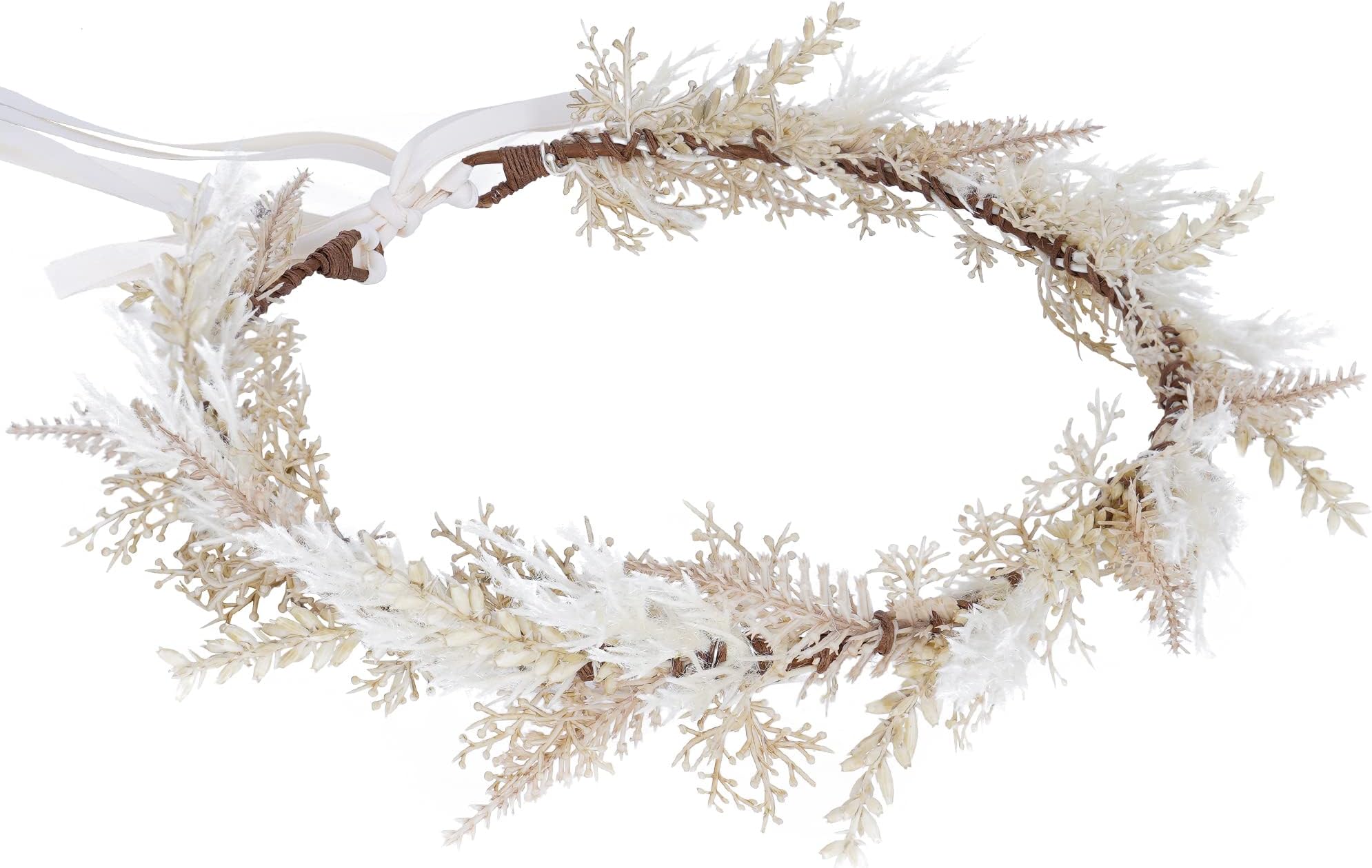 Cerchietto Floreale Boho AWAYTR Con Corona Di Fiori | Regolabile Con Nastro | Rosa Confetto E Rosa - 3
