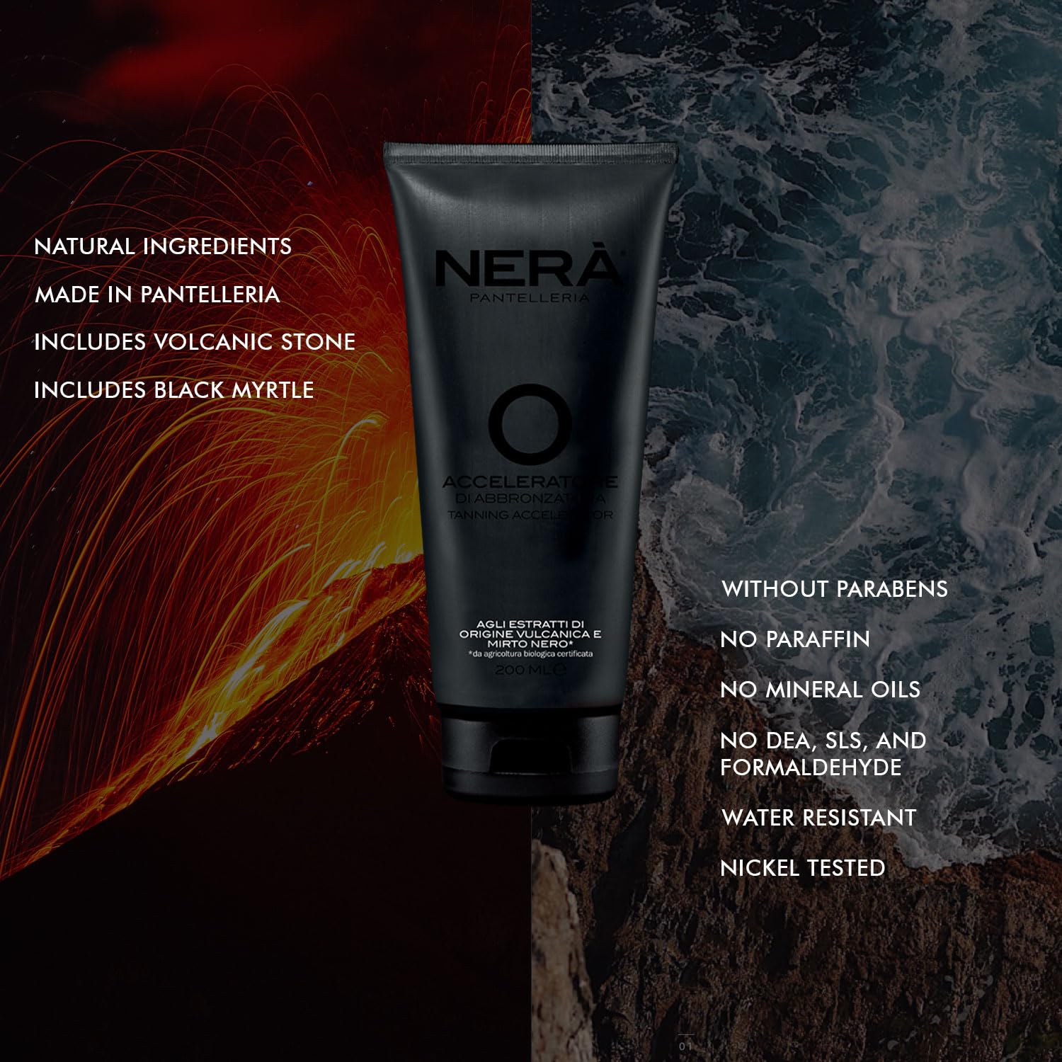 NERA Pantelleria Tanning Accelerator SPF 0 Body Sunscreen: Nourishing & Soothing Formula for Prolonged Uniform Gold Skin Tone. 200ml - Image 3
