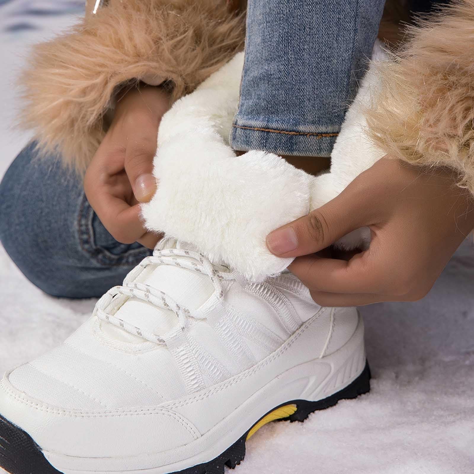 Bottes de Neige Femme Fourrées Mi-Mollet Bottes Femme Hiver Chaudes Antidérapantes Chaussures de Randonnée Ski Snow Boots Fourrées Confort Bottine Botte de Neige Imperméable Chaussure Hiver Bottines
