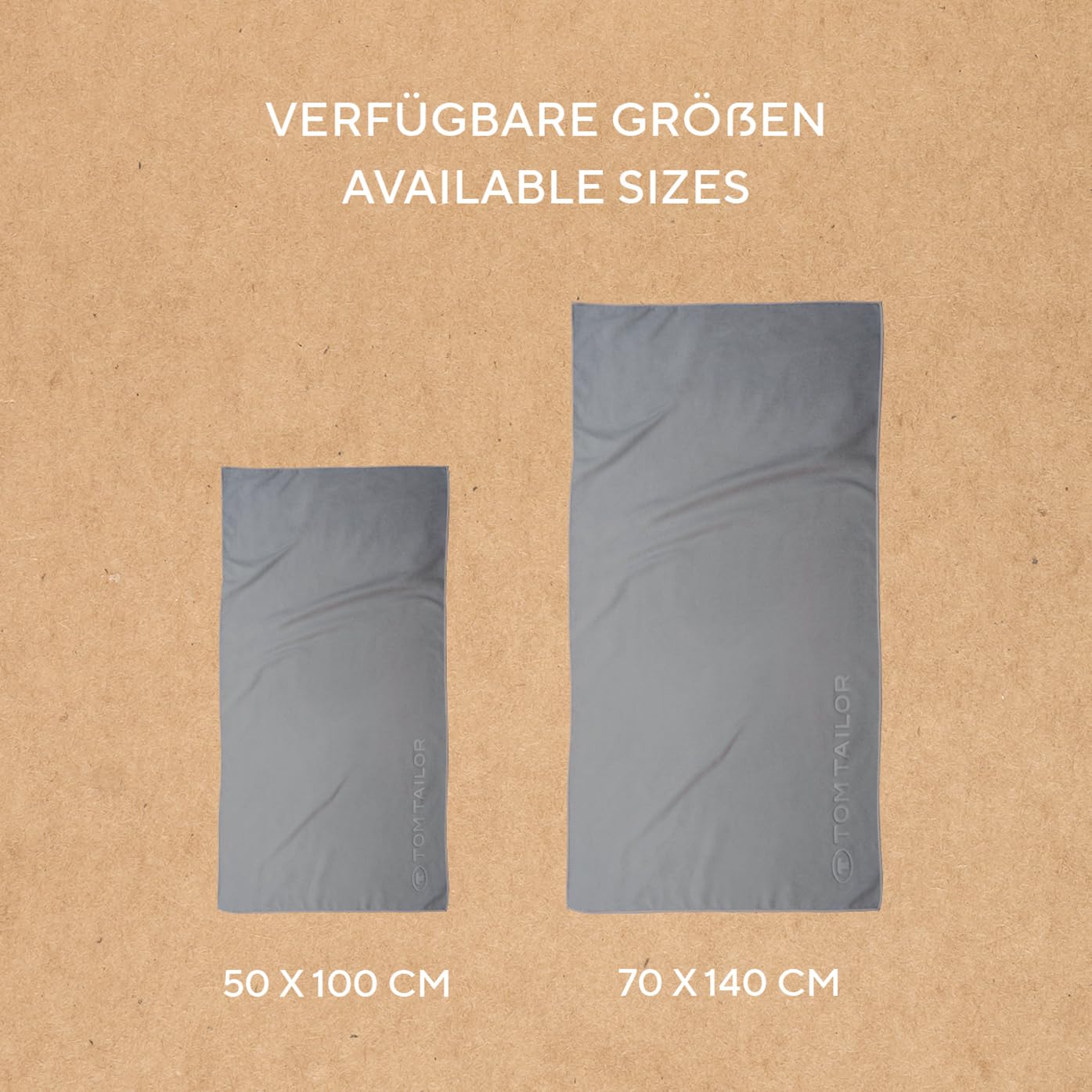 TOM TAILOR Ręcznik fitness, 70 x 140 cm, 80% poliester, 20% poliamid/mikrofibra, z delikatnym szwem obszytym i wytłoczonym logo, SPORTS TOWEL szary (Moody Grey)