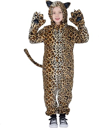 Lingway Toys Unisex KidsFlannel Animal Onesie Costumes for HalloweenCheetah,Black Cat,Tiger,Blue Monster