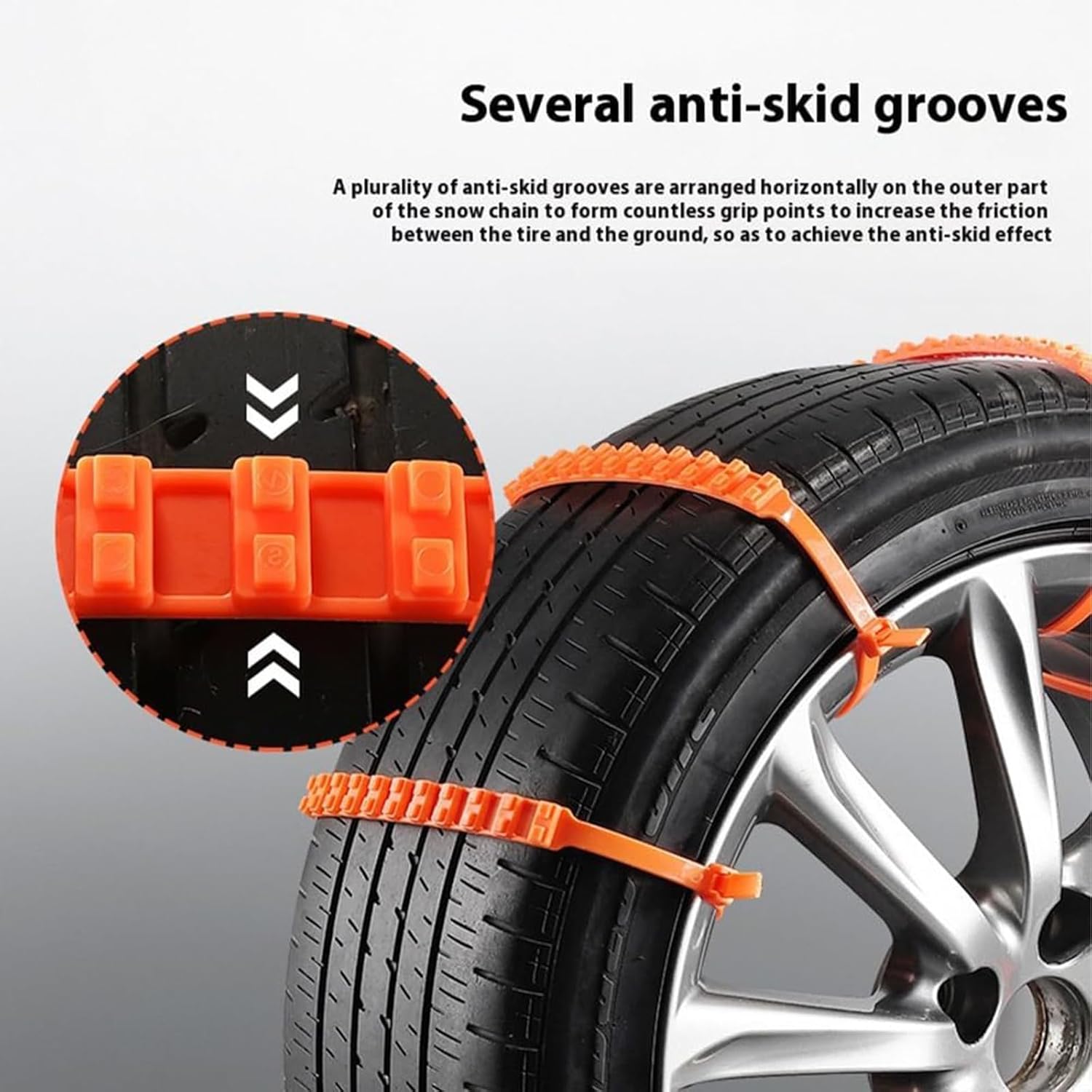 Reusable Anti Snow Chains, Snow Tire Zip Ties, Anti Skid Snow Chains Car Winter Tire Wheels Chain, Snow Zip Ties for Tires, Cable Chains for Cars, Snow Chains for Car Tires (30)