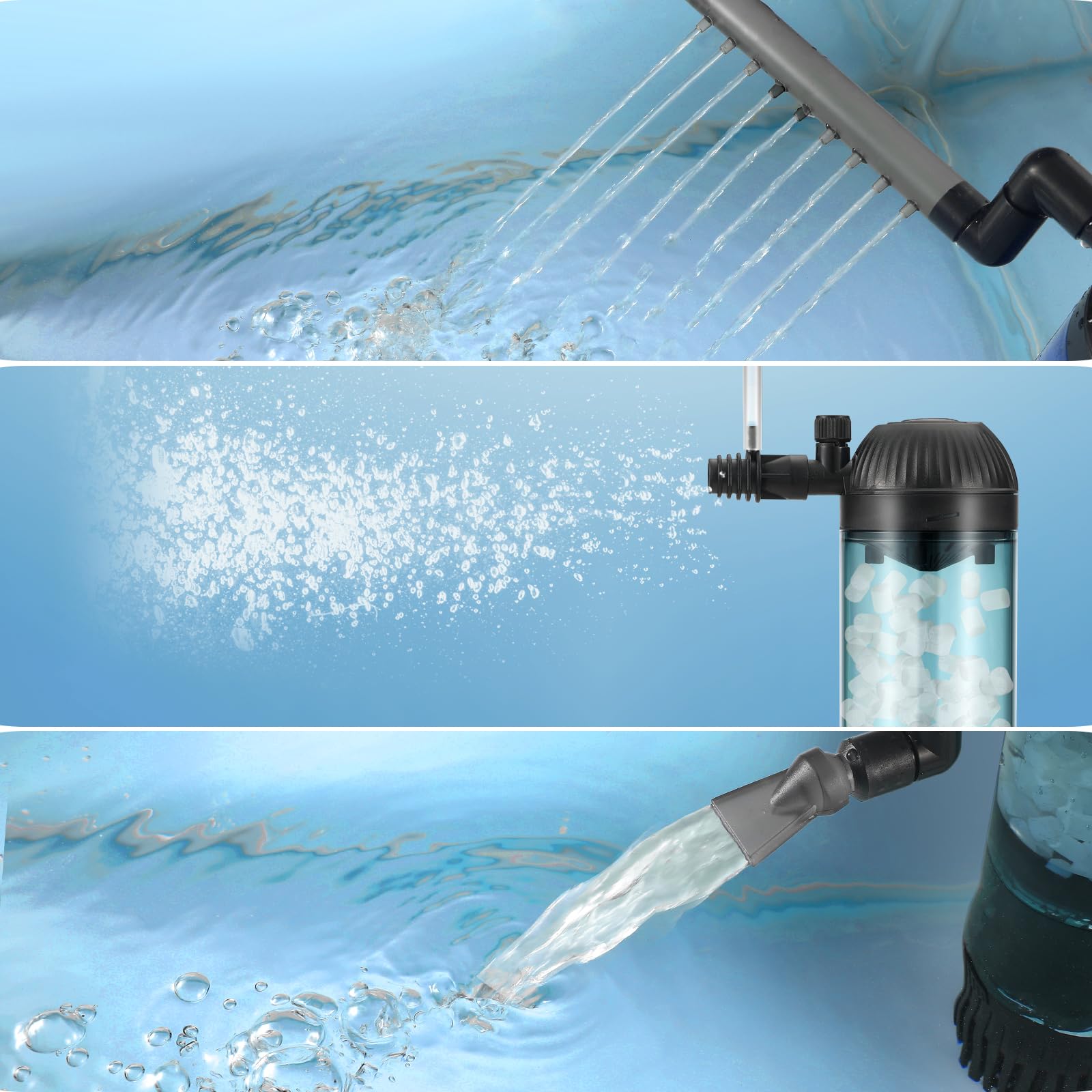 6W Filtro de Acuario Interno con Flujo 500L/H Filtración, Oxigenación, Circulación para Agua Limpia, Flujo de Aire Ajustable, bajo Ruido y Silencioso