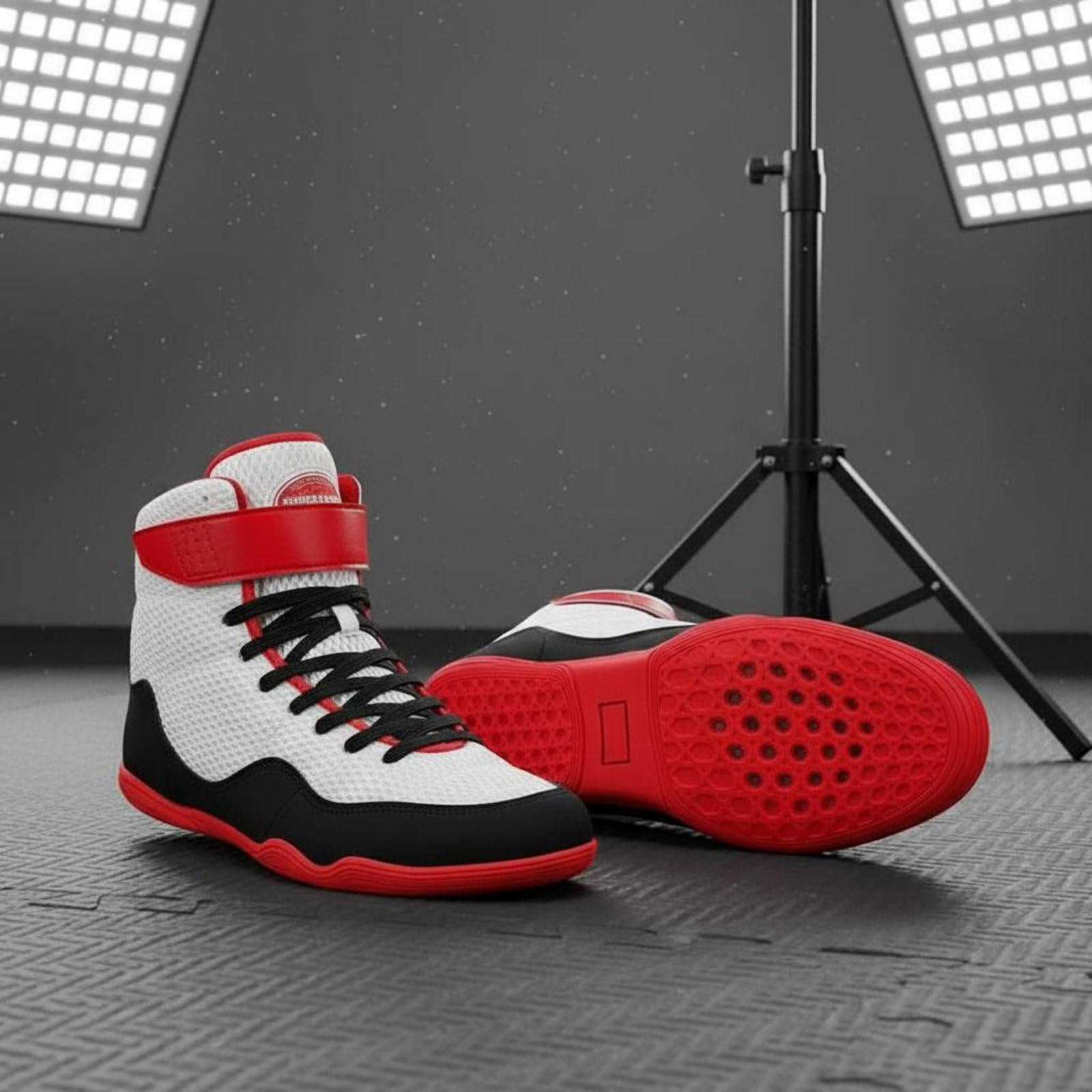 Scarpe da Wrestling a Stivaletto Ammortizzanti Stivaletti da Pugilato Traspiranti Scarpe Pugilato Alte Mat Training