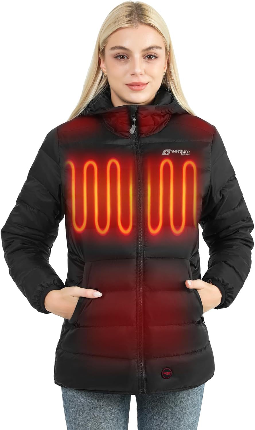 Venture Heat Women's Heated Jacket with Battery Included 12V Self Warming Parka Coat, Down Ski Jacket, Bluetooth App Control