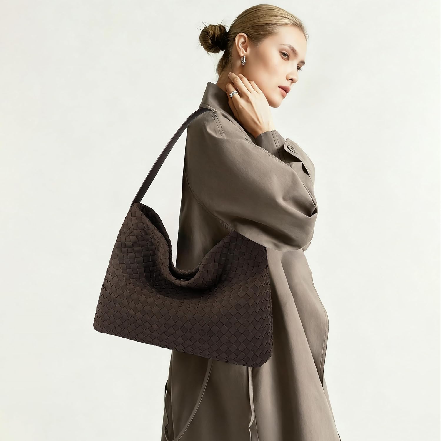 Queenoris Suede Purses Bag for Women, Top Handle Shoulder Bag Vegan Leather Hobo Bag Slouchy Travel Tote Bag Satchel for Work - Image 2