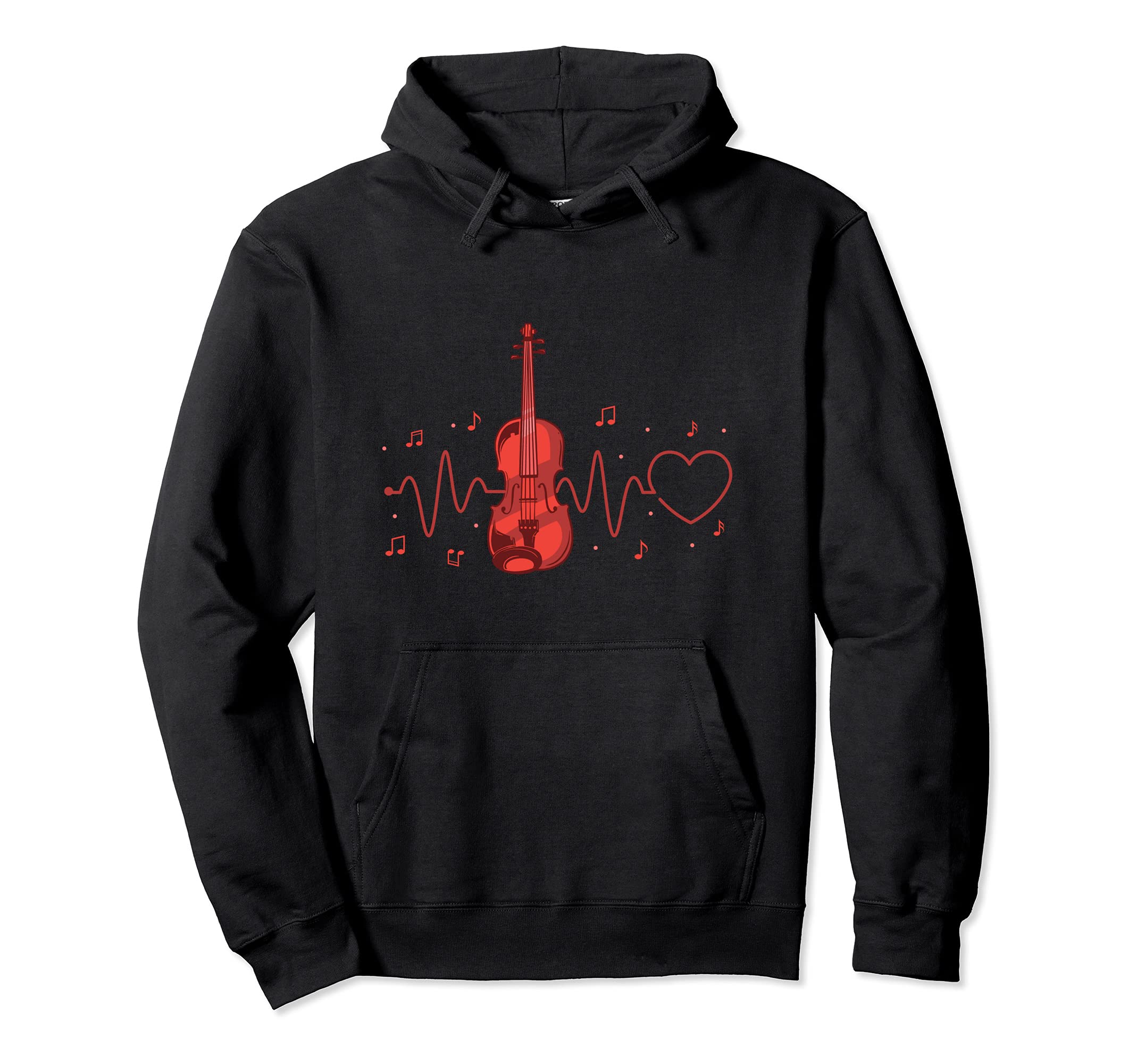 Violin Heartbeat Violinist Orchestra Violin Player Teacher Pullover Hoodie, Black
