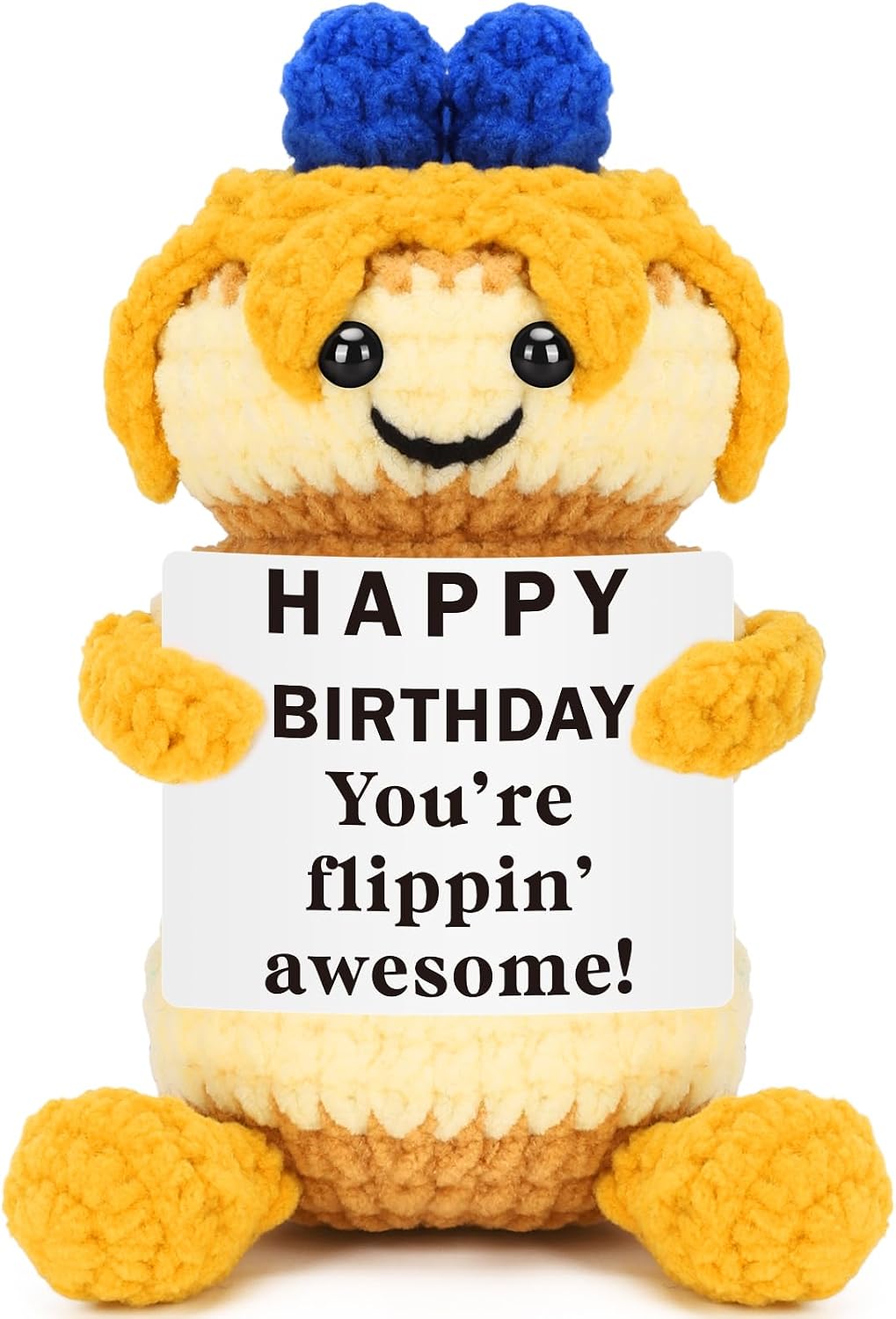 Xinezaa for Husband Dad, Positive Pancake Stack Funny Papa Daddy Birthday Gifts Handmade Crochet, I Flippin Love You Present from Daughter Son