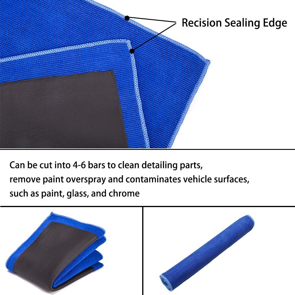 FMS 30 * 30 cm Panno in Argilla per Auto e Motocicli Riutilizzabile Clay Bar Kit e Panno in Microfibra per la Pulizia dell'auto (30 * 30cm-Blu)