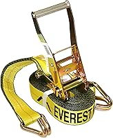 Everest S1021 Heavy Duty Ratchet Tie Down 2in x 27ft - 3333 lbs WLL, 10,000 lbs Break Strength, Double J Hooks for Trucks, Motorcycles, Appliances