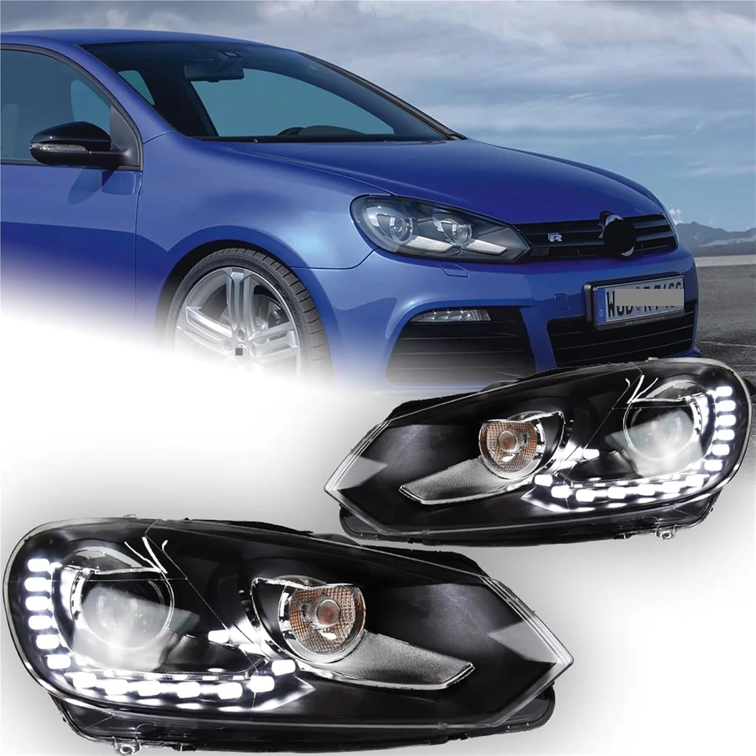 Car Styling Headlight Compatible for VW Golf 6 2009-2012 LED Headlight R20 Design LED DRL Hid Head Lamp Angel Eye Bi Xenon Beam Accessories