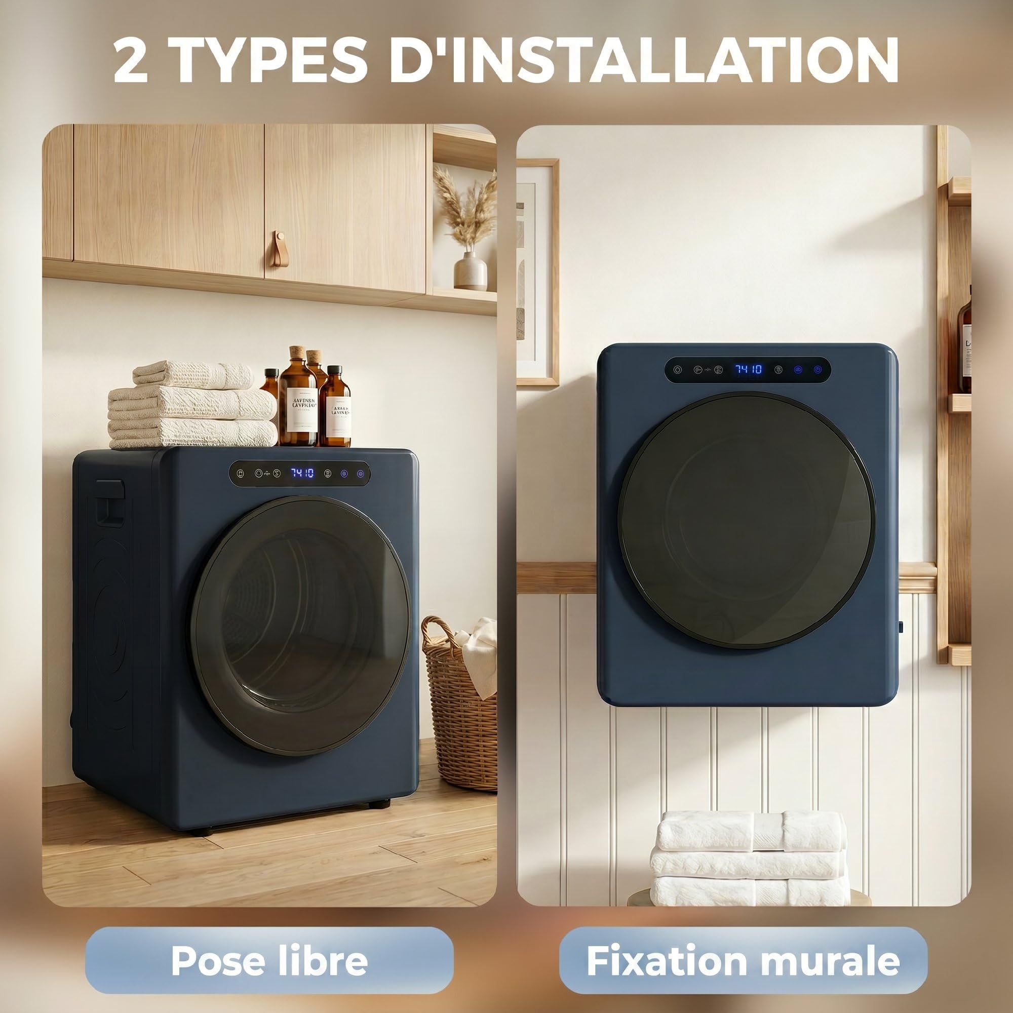 HOMCOM Mini secadora con ventilación 5kg con esterilización Azul