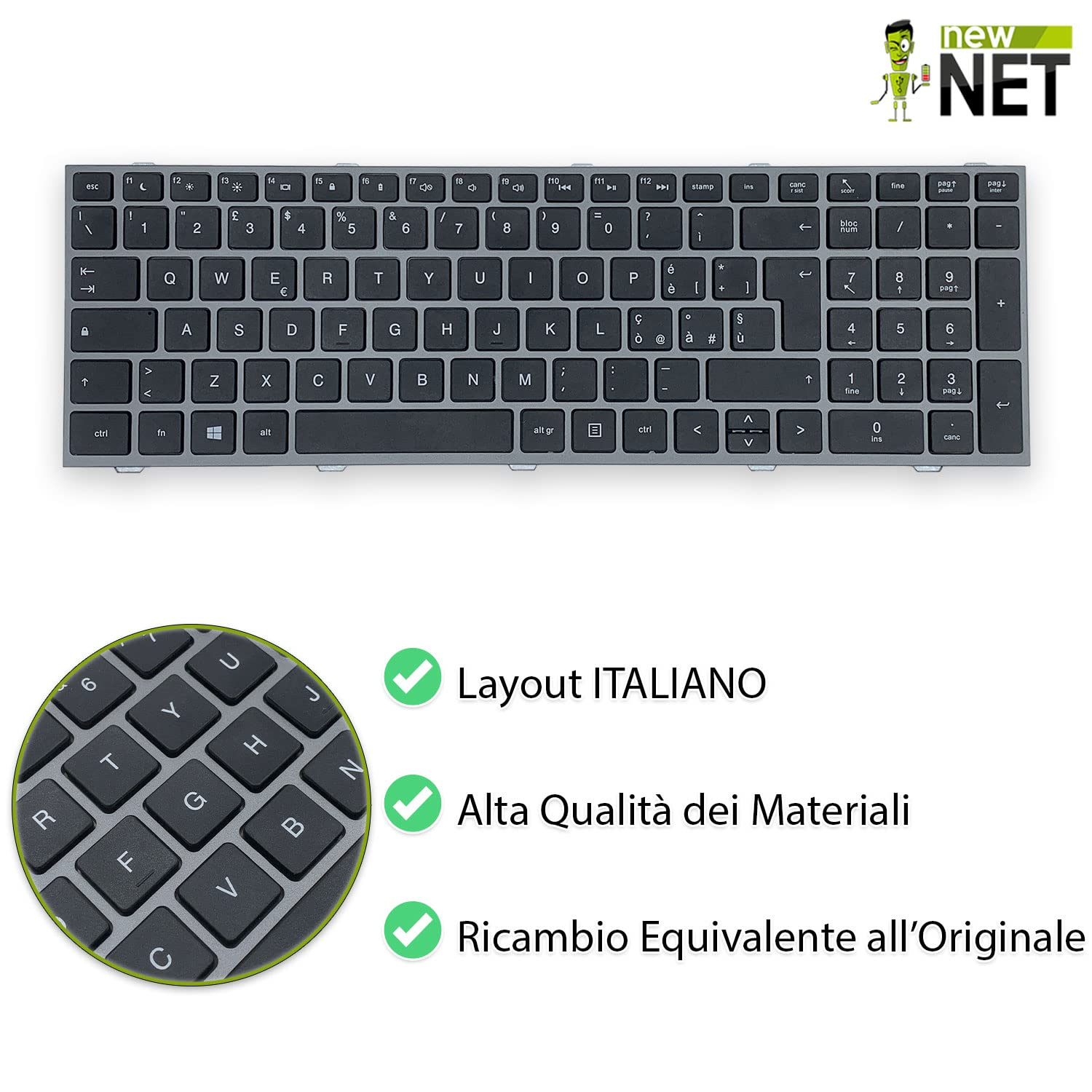 new net Keyboards - Tastiera Compatibile con Notebook HP Probook 4540s 4545s 4545 4540[ Layout ITA - con Frame ]