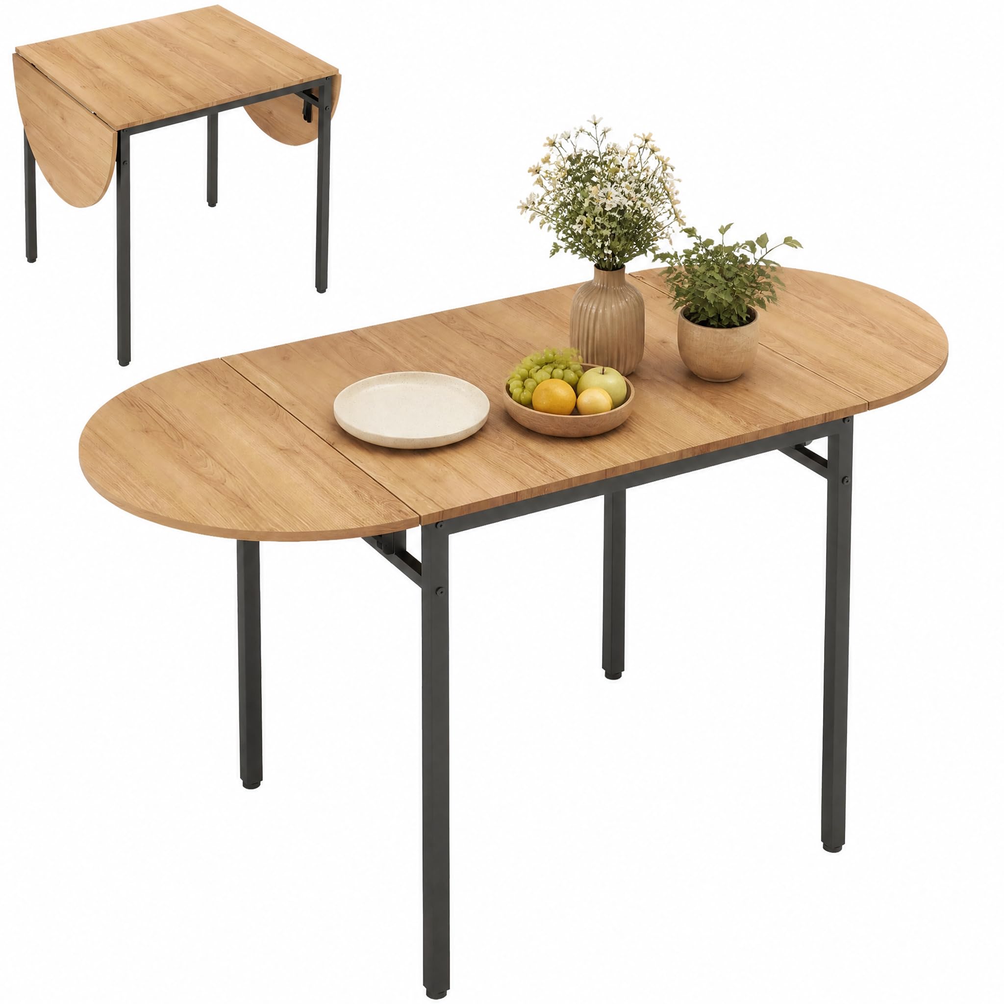 ARTETHYS Extendable Dining Table, 80-140cm Small Kitchen Drop Leaf Tables