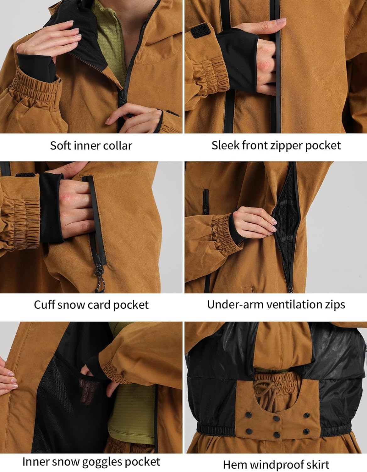 GSOU SNOW Ski Suit Men Baggy Ski Jacket and Pants Set Snow Suit Washed Effect Waterproof Insulated Windproof for Snow Sport - Image 4