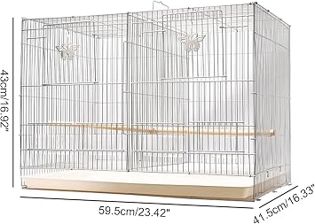 Flight Bird Cage, Flight Cage, 24 Inch Stainless Steel Bird Flight Cage with Rooftop Ladder for Cockatiels Parakeets Lovebirds