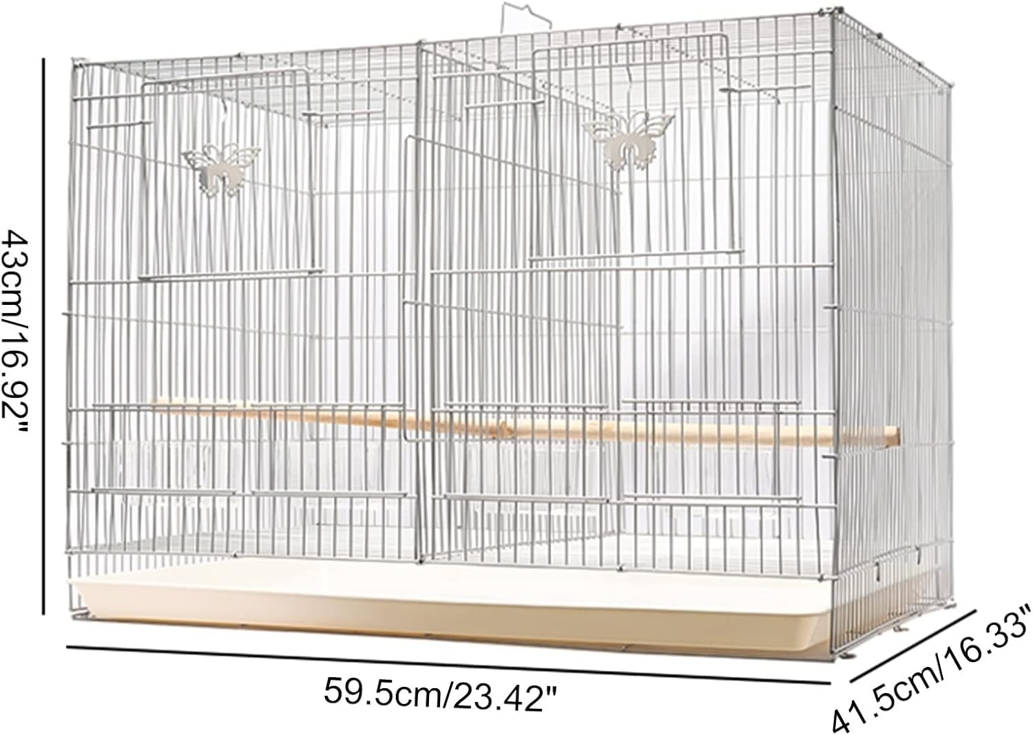 Jaula para Loros, Jaula de Vuelo, Jaula de Vuelo para pájaros de Acero Inoxidable de 24 Pulgadas con Escalera en el Techo para cacatúas, periquitos y pájaros