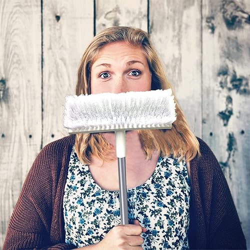 Miniatura 4 de Juego de cepillo de limpieza de suelo y cepillo de lechada con mango largo, cepillo limpiador de lechada resistente con cerdas rígidas para